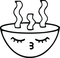 line drawing cartoon of a bowl of hot soup png