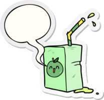 cartoon apple juice box with speech bubble sticker png