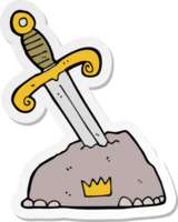 adesivo de uma espada de desenho animado em pedra png