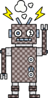 comic book style cartoon of a malfunctioning robot png