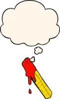 cartoon dipped fry with thought bubble in comic book style png