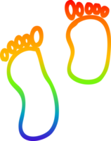 rainbow gradient line drawing of a cartoon foot prints png