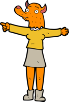 cartoon pointing fox woman png