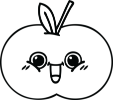 line drawing cartoon of a red apple png