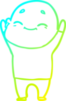 cold gradient line drawing of a happy cartoon bald man png