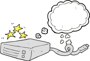 hand drawn thought bubble cartoon computer hard drive png