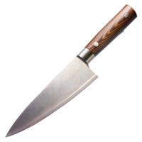 High-quality chef knife with wooden handle on transparent background png