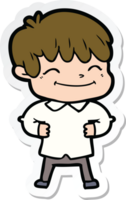 sticker of a cartoon happy boy png