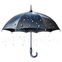 Preto guarda-chuva com pingos de chuva em transparente fundo png