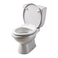 Modern white toilet with lid open on transparent background png