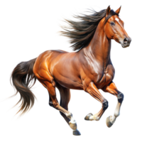 A brown horse with long hair is running png