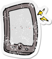 autocollant en détresse d'un téléphone mobile de dessin animé mignon png