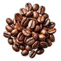 Heap of roasted coffee beans isolated on transparent background png