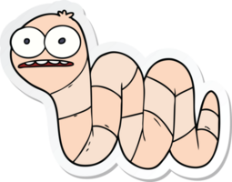 sticker van een cartoon nerveuze worm png