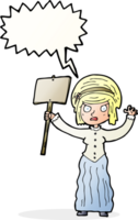 cartoon vicorian woman protesting with speech bubble png