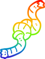 rainbow gradient line drawing of a cartoon knotted rope png