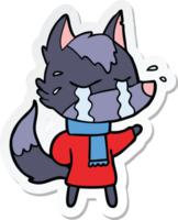 pegatina de un lobo llorando de dibujos animados png