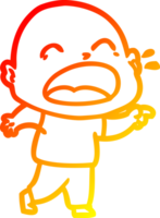 warm gradient line drawing of a cartoon shouting bald man png