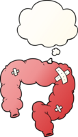 cartoon colon with thought bubble in smooth gradient style png