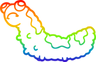 rainbow gradient line drawing of a cartoon unhappy caterpillar png