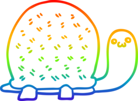 rainbow gradient line drawing of a cute cartoon turtle png