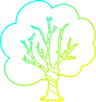 cold gradient line drawing of a cartoon tree png