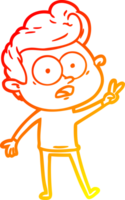 warm gradient line drawing of a cartoon staring man png