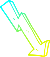 cold gradient line drawing of a cartoon business loss arrow png