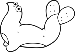 mão desenhado Preto e branco desenho animado foca png