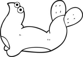 hand drawn black and white cartoon seal png