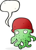 cartoon alien head wearing hat with speech bubble png