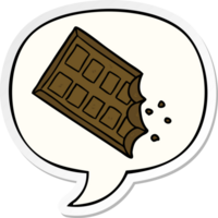 cartoon bar of chocolate with speech bubble sticker png