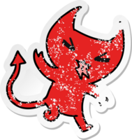 distressed sticker cartoon illustration of a kawaii cute demon png