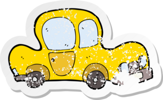 retro distressed sticker of a cartoon car png