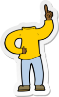 Aufkleber eines kopflosen Cartoon-Körpers mit erhobener Hand png