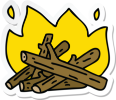 sticker of a quirky hand drawn cartoon campfire png