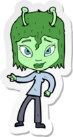 sticker of a cartoon alien woman png