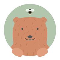 Animal set. Portrait in flat graphics - Bear vector