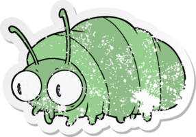 distressed sticker of a funny cartoon bug png