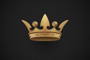 Gold royal crown on a dark black background. Illustration. vector