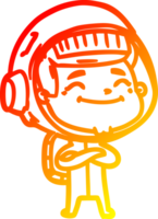 warm gradient line drawing of a happy cartoon astronaut png