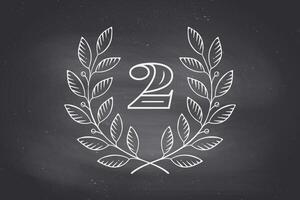 Laurel wreath icon with number Two vector