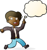 cartoon man with great idea with thought bubble png