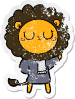 distressed sticker of a cartoon lion png