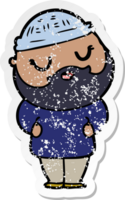 distressed sticker of a cartoon man with beard png