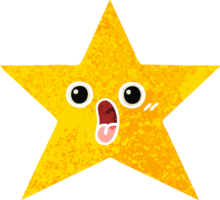 retro illustration style cartoon of a gold star png