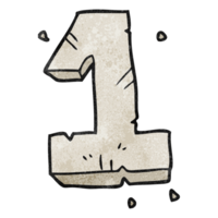 hand textured cartoon stone number one png