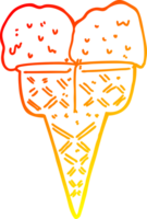 warm Gradient Linie Zeichnung von ein Karikatur Eis Sahne png