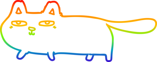 rainbow gradient line drawing of a cartoon sly cat png