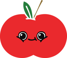 flat color retro cartoon of a red apple png